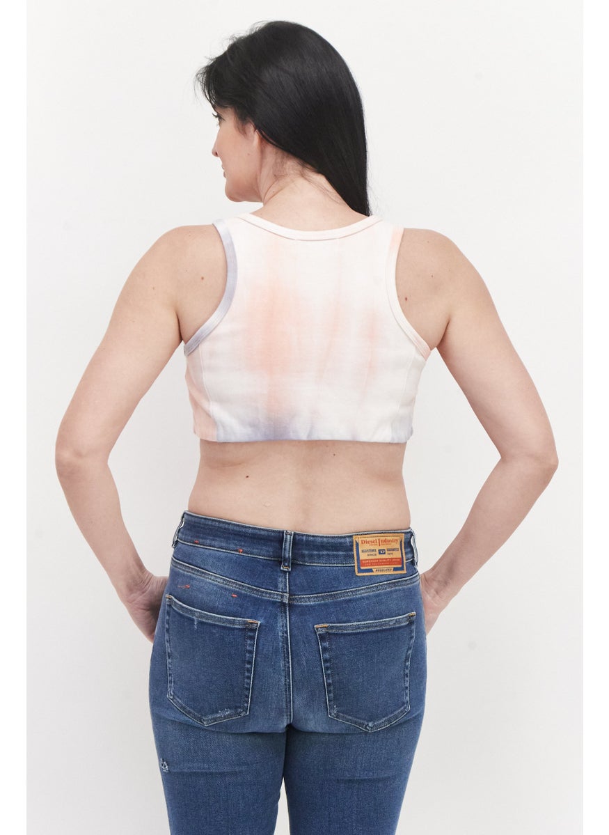 LOST INK Women Scoop Neck Sleeveless Tie Dye Racer Back Crop Top, Pink Combo  - Image 4