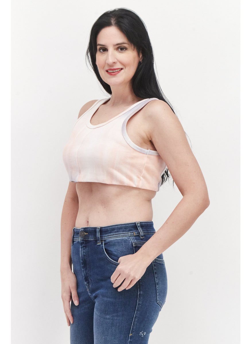 LOST INK Women Scoop Neck Sleeveless Tie Dye Racer Back Crop Top, Pink Combo  - Image 2