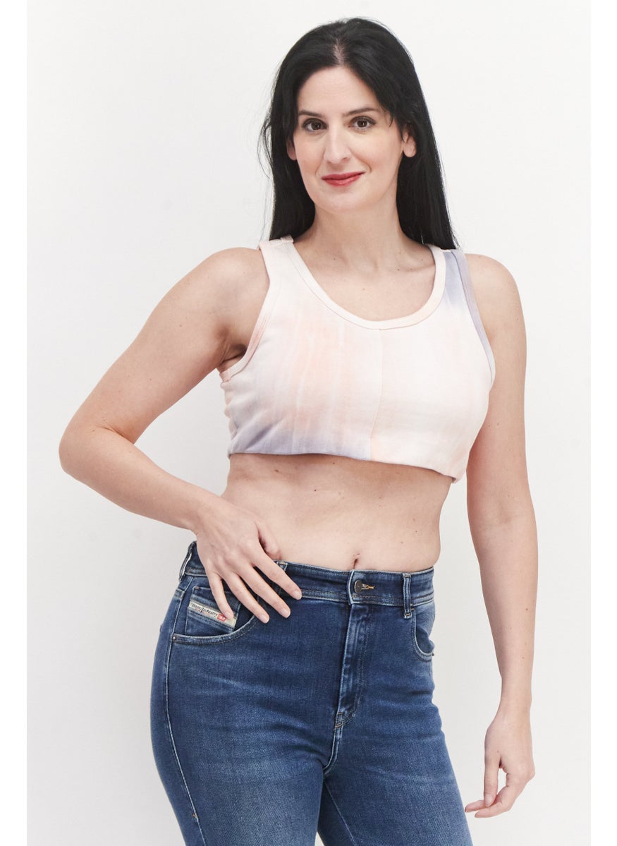 LOST INK Women Scoop Neck Sleeveless Tie Dye Racer Back Crop Top, Pink Combo  - Image 1