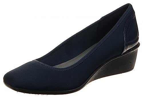 ANNE KLEIN AK Anne Klein Sport Women's Wisher Fabric Wedge Pump, Navy, 8 M US - Image 1