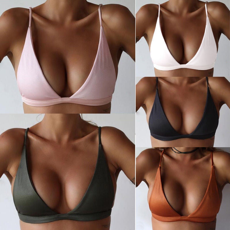 eBay AliExpress hot European and American foreign trade sexy solid color bikini women's swimsuit top new SU1052