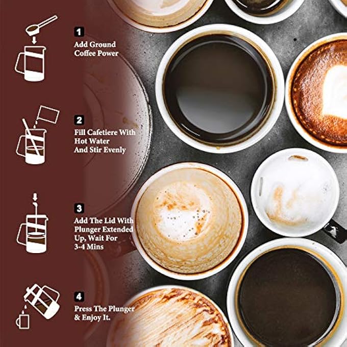 RAINBEAN 2021 French Press Coffee Pot 34Oz  1000Ml MultiFunction Tea And Frothed Milk Press Triple Stainless Steel FilterBlack - Image 4