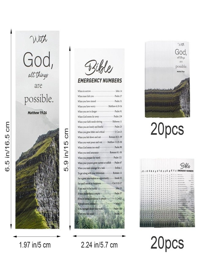 VANRA 20 Pack Books of The Bible Bookmark + 20 Pack Bible Emergency Numbers Christian Bookmarks Bulk Large Print Book Markers for Reading Religious Church Gifts for Prayers Women Men - Image 2