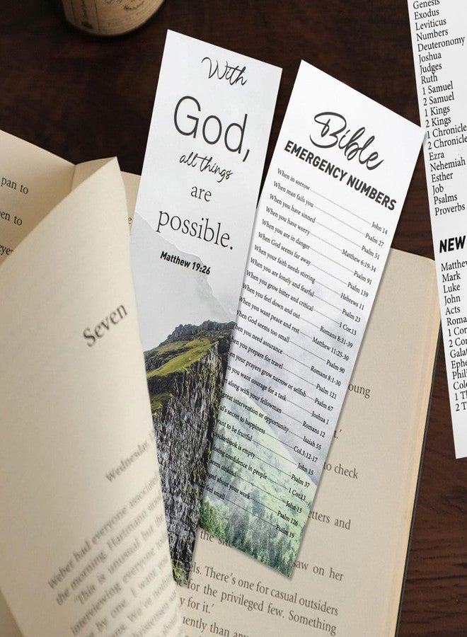 VANRA 20 Pack Books of The Bible Bookmark + 20 Pack Bible Emergency Numbers Christian Bookmarks Bulk Large Print Book Markers for Reading Religious Church Gifts for Prayers Women Men - Image 3