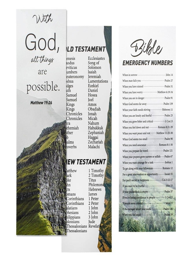 VANRA 20 Pack Books of The Bible Bookmark + 20 Pack Bible Emergency Numbers Christian Bookmarks Bulk Large Print Book Markers for Reading Religious Church Gifts for Prayers Women Men - Image 1