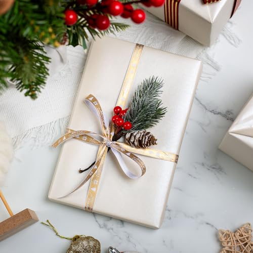 Yarcony Shimmer Off White Wrapping Paper Roll - 17 Inches X 33 Feet - Solid Color Pearly-lustre Gift Wrap Birthday Wrapping Sheets for Baby Shower, Weddings, Christmas and Anniversaries - Image 2