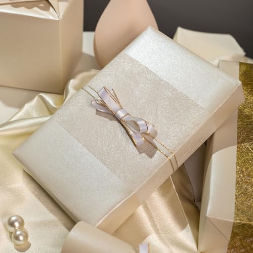 Yarcony Shimmer Off White Wrapping Paper Roll - 17 Inches X 33 Feet - Solid Color Pearly-lustre Gift Wrap Birthday Wrapping Sheets for Baby Shower, Weddings, Christmas and Anniversaries - Image 3