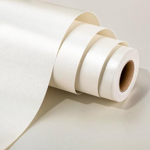 Yarcony Shimmer Off White Wrapping Paper Roll - 17 Inches X 33 Feet - Solid Color Pearly-lustre Gift Wrap Birthday Wrapping Sheets for Baby Shower, Weddings, Christmas and Anniversaries - Image 1