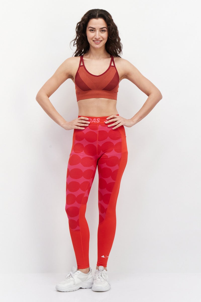 Adidas سراويل رياضية نسائية ضيقة للتدريب، حمراء - Image 4