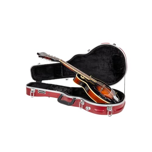 Crossrock ABS Molded Case for FStyle Mandolin Textured Finish Plush Interior Locking Latch Backpack Straps Durable Hardshell ProtectionRed CRA862MFRD - Image 1