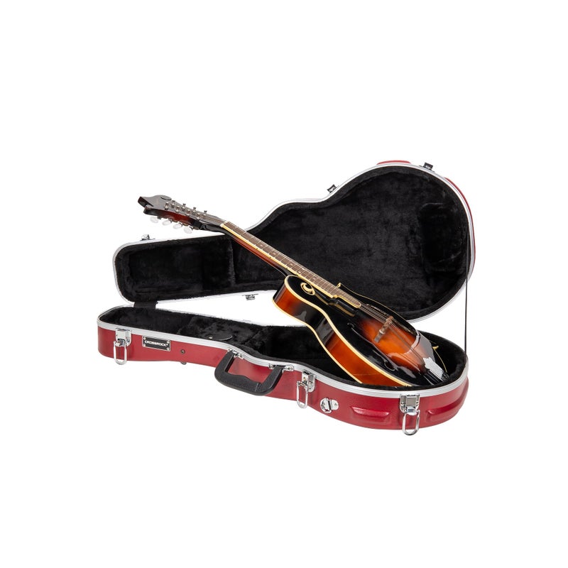 Crossrock ABS Molded Case for FStyle Mandolin Textured Finish Plush Interior Locking Latch Backpack Straps Durable Hardshell ProtectionRed CRA862MFRD - Image 2
