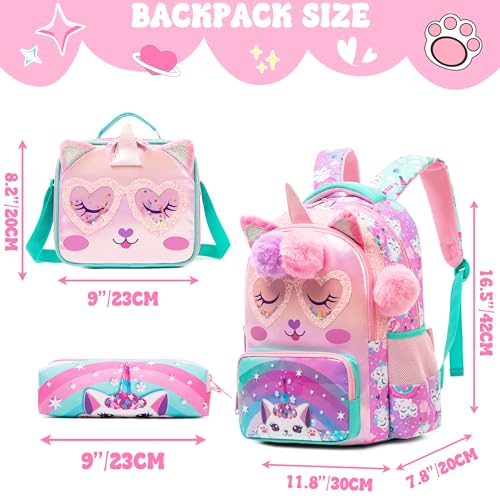 Meetbelify Kids Unicorn School Backpacks for Girls Backpack with Lunch Bag for Elmentary Students Kids Travel Bookbag for Girls Age 6-12 - Image 2