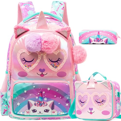 Meetbelify Kids Unicorn School Backpacks for Girls Backpack with Lunch Bag for Elmentary Students Kids Travel Bookbag for Girls Age 6-12 - Image 1