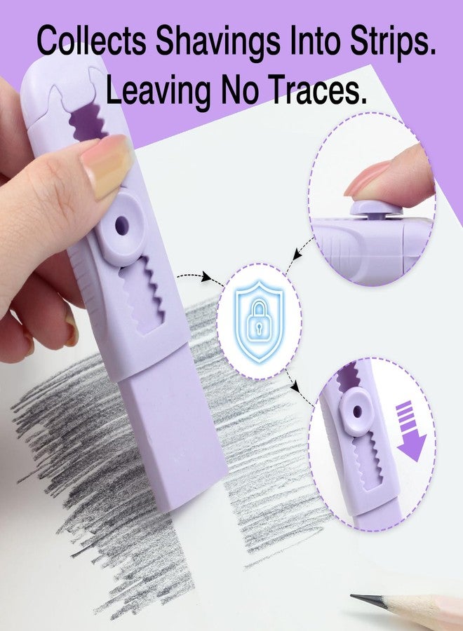 Ceemiaa 3+1 Pack Retractable Erasers - Soft Rubber Push-Pull Pencil Erasers with Plastic Sleeve & 3 Refills for School, Home, or Office (Purple) - Image 2