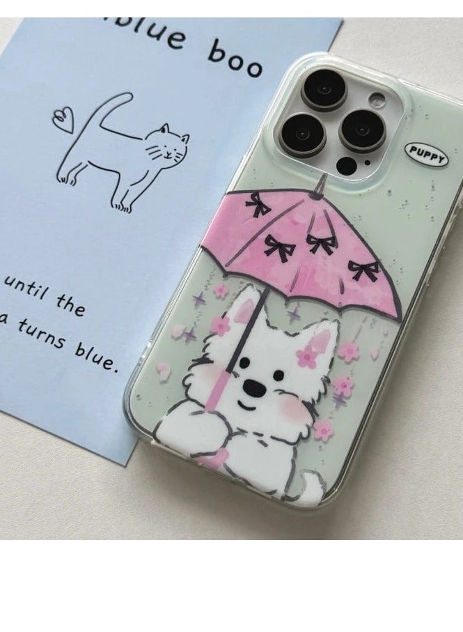 NIBEMINENT Green Umbrella West Highland Protective TPU Case Cover For IPhone 15 Pro