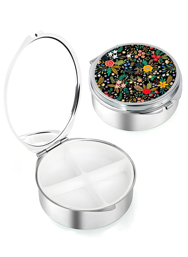 Mokiwala Weekly Pill Case, Medicine Planner, Vitamin Organizer Box, Portable Daily Pill Box with Compartments,Pocket Purse Metal Medicine Organizer Unique Gifts,Wild Flower - Image 1