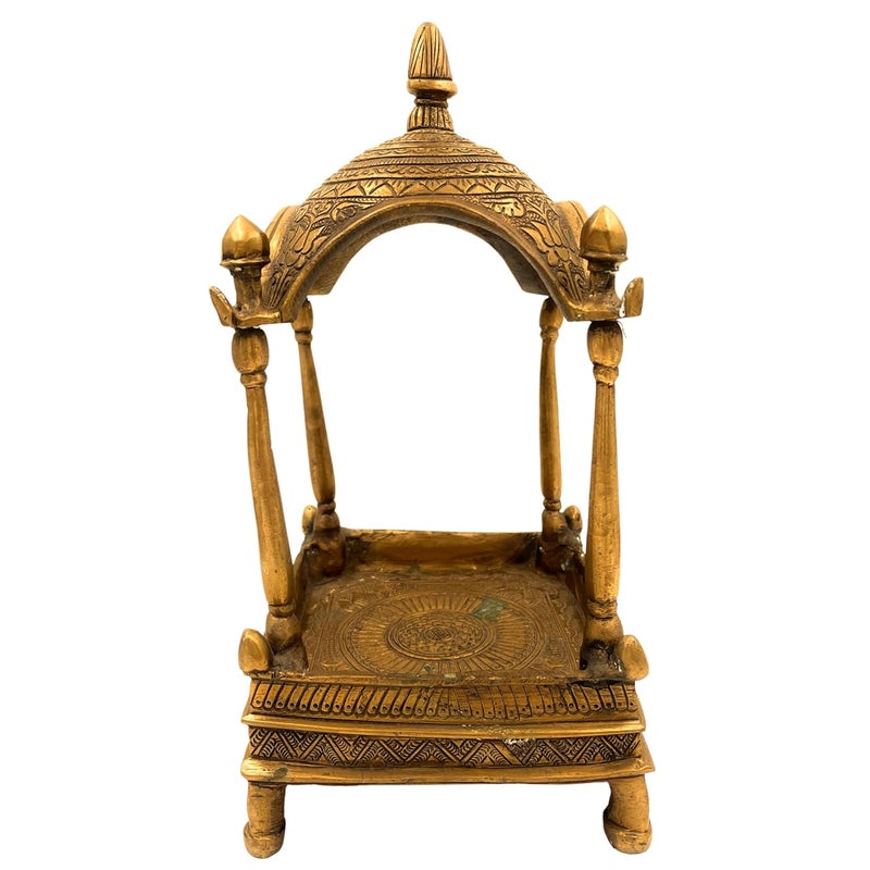 Bhunes Bhunes Brass Antique Temple Pooja Mandir Home Bajot Pooja Decoration Religious Home Decor Puja Mandir MandapGold 115 Inch 1 Piece  - Image 1