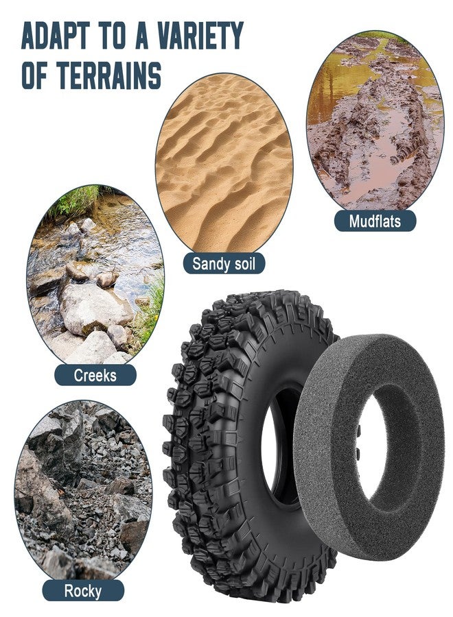Hobbyfire 4Pcs 1.9 Inch 1/10 Rock Crawler Tires 120mm Outer Diameter Foam Inserts for Axial SCX10 II III Traxxas TRX 4 Redcat Gen 8 RC4WD TF2 RC Car - Image 5