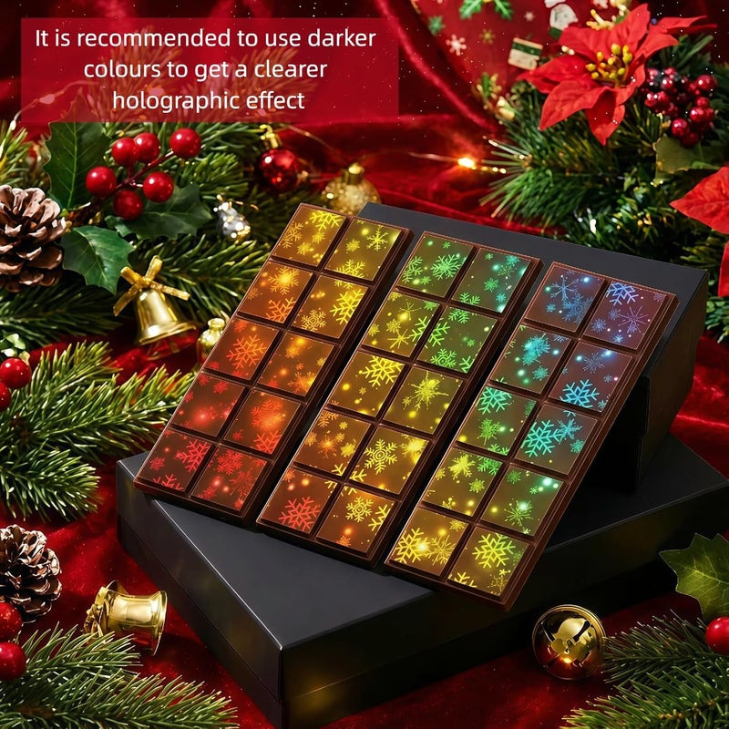 Ziliny Snowflake Holographic Chocolate Bar Mold Silicone, Rainbow Light Effect Chocolate Bar Deep Thick Molds for DIY Candy Dessert Baking, Candy, Wax Melts, Cake Decoration (Square) - Image 5