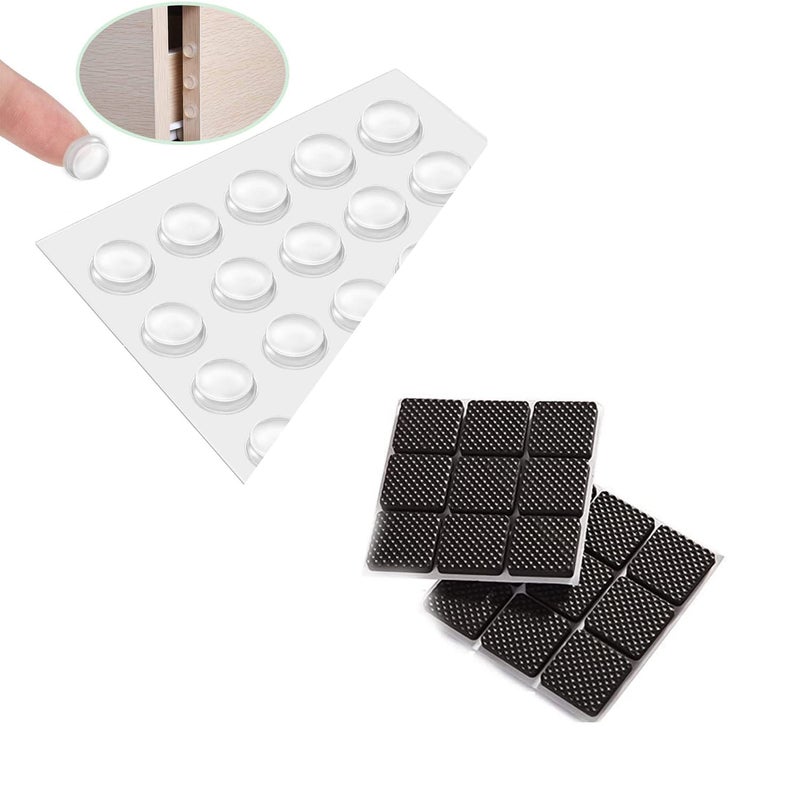 Volo Volo Round Self Adhesive Silicone Bumper, Circular Dots, Antiskid Vibration pad (3x8 mm)(20 Dot) with 18 Pcs Furniture Pad Black for Furniture  - Image 1