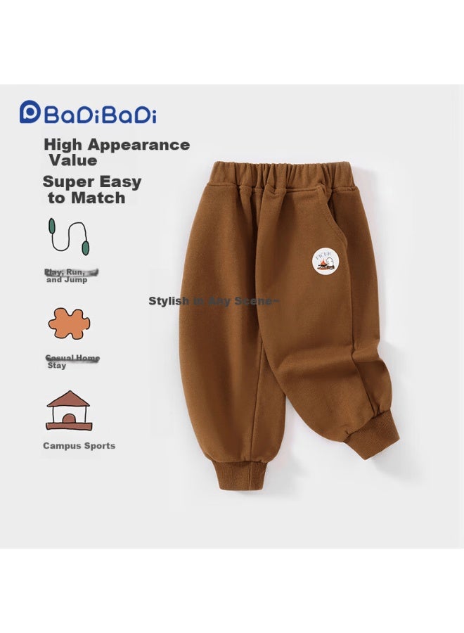 Badibadi Autumn Winter New Baby Toddler Kids Sweatpants Casual Comfortable Versatile Sports Pants Coffee Bbq Rabbit 140 - Image 4