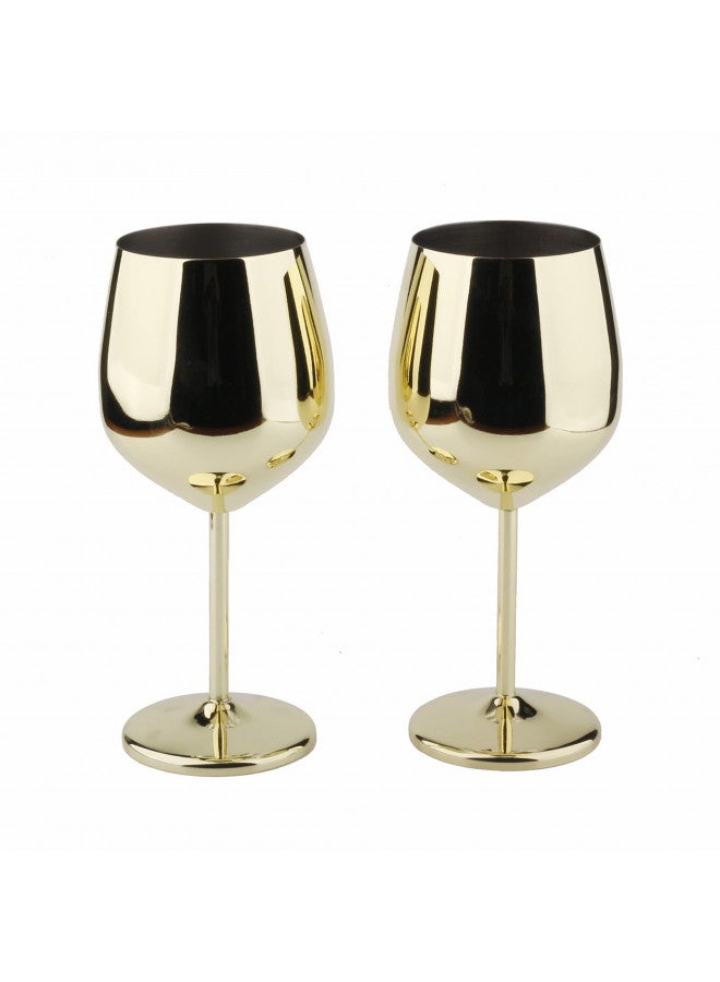 Arora Stainless Steel Wine Glass 18oz - Set of 2 Gold - 3.6" D x 8.3" H (851029) - Image 1