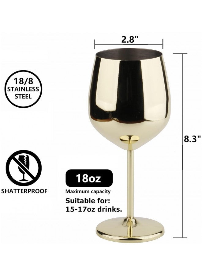 Arora Stainless Steel Wine Glass 18oz - Set of 2 Gold - 3.6" D x 8.3" H (851029) - Image 2