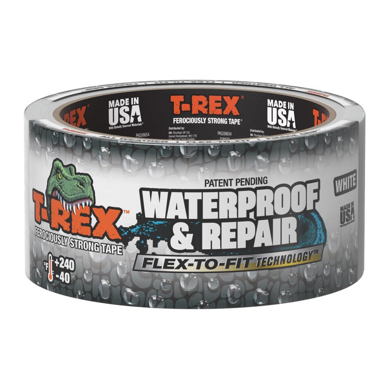 T-REX Waterproof and Repair Tape, White, 1.88" x 30 ft. (Pack of 1) Ferociously Strong, Extreme Weather & UV Resistance - Image 1
