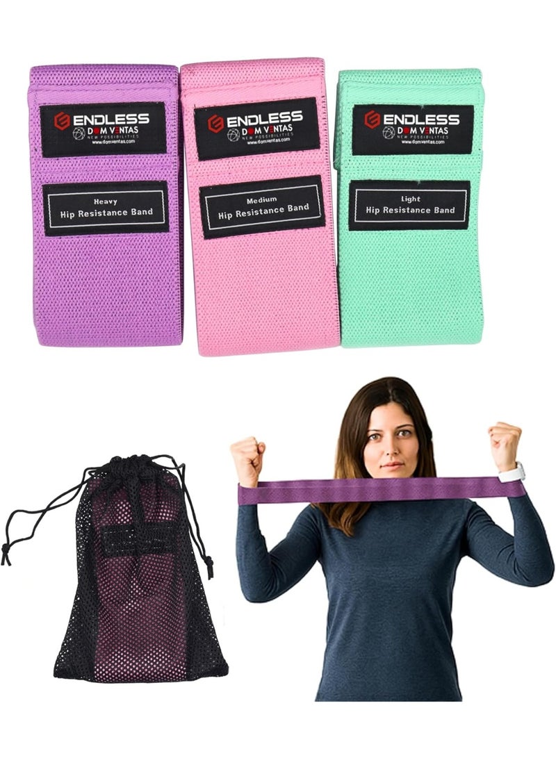 بلا نهاية مجموعة أربطة مقاومة حلقات مكونة من 3 قطع بمستوى مقاومة خفيف ومتوسط ​​وثقيل | متعدد الألوان | للقرفصاء، والتمدد، والورك، والتمارين الثقيلة للرجال والنساء - Image 1