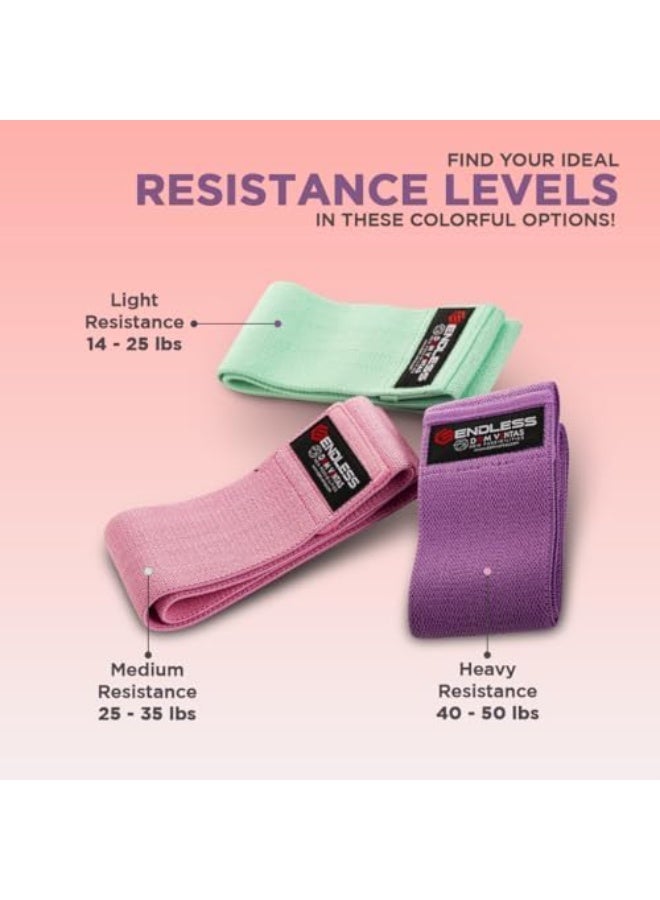 بلا نهاية مجموعة أربطة مقاومة حلقات مكونة من 3 قطع بمستوى مقاومة خفيف ومتوسط ​​وثقيل | متعدد الألوان | للقرفصاء، والتمدد، والورك، والتمارين الثقيلة للرجال والنساء - Image 3