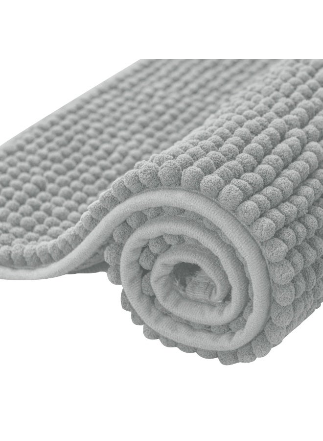 Bathroom Rugs Chenille Bath Rug Soft Short Plush Bath Mat Soft Shower Mat Water Absorbent Shower Mat Quick Dry Machine Washable(Light Gray,16" x 24") - Image 1