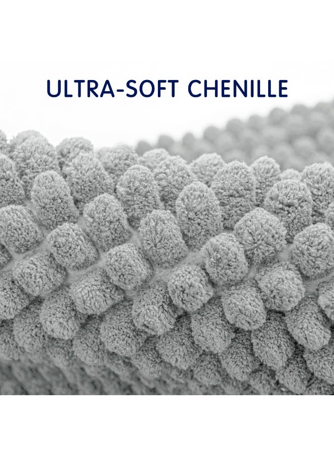 Bathroom Rugs Chenille Bath Rug Soft Short Plush Bath Mat Soft Shower Mat Water Absorbent Shower Mat Quick Dry Machine Washable(Light Gray,16" x 24") - Image 4