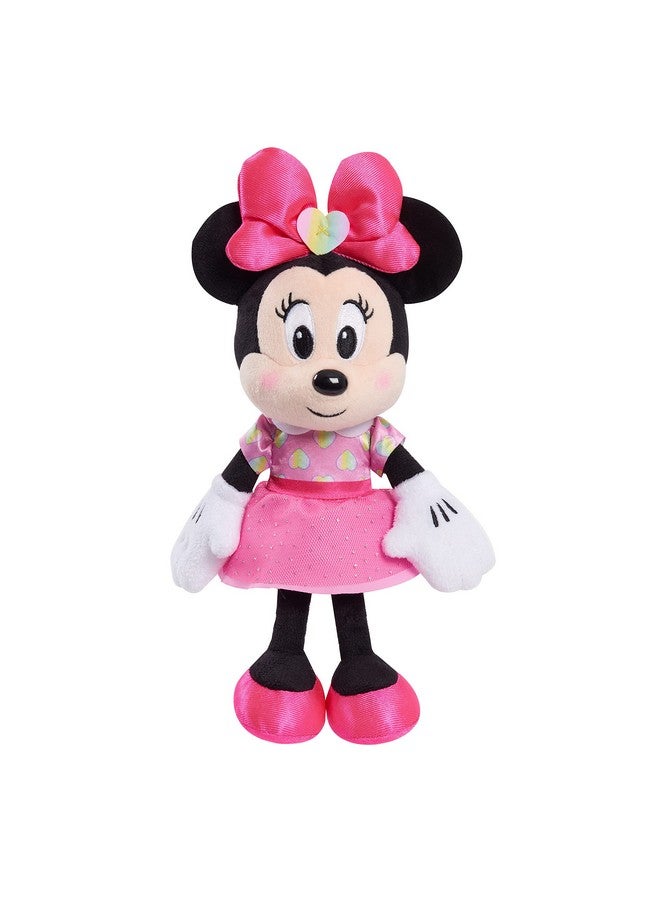Minnie دميّة ميني ماوس من ديزني جونيور بحجم 8 إنش بقلوب صغيرة في فستان وردي، حيوان محشو - Image 1