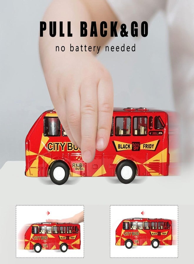 KIDAMI Die Cast Metal Toy Cars Buses Set, 1:64 Scale Double Decker City Bus Vehicles, Pull Back Cars with Openable Doors for Toddlers Boys Girls Birthday Gift - Image 5