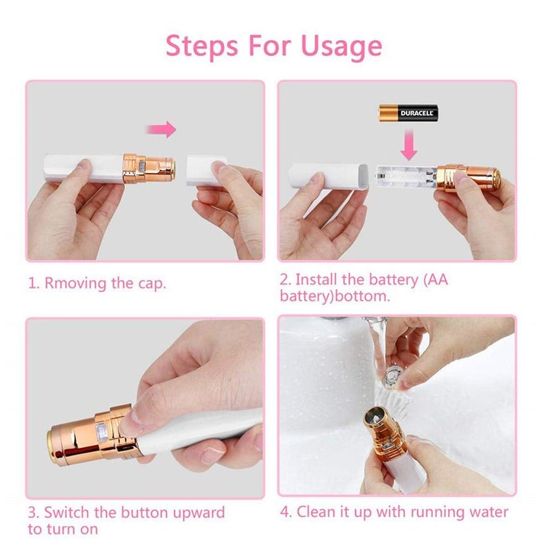 klarako Facial Hair Removal for Women, Painless Hair Shaver Remover Face Hair Remover Epilator for Face Lips Bikini and Full Body Hair Trimmer for Women(White) - Image 4