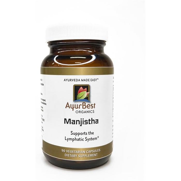 AyurBest Manjistha Herbal Supplements 400mg Capsules, USDA Organic, Kosher - 90 Count - Image 1