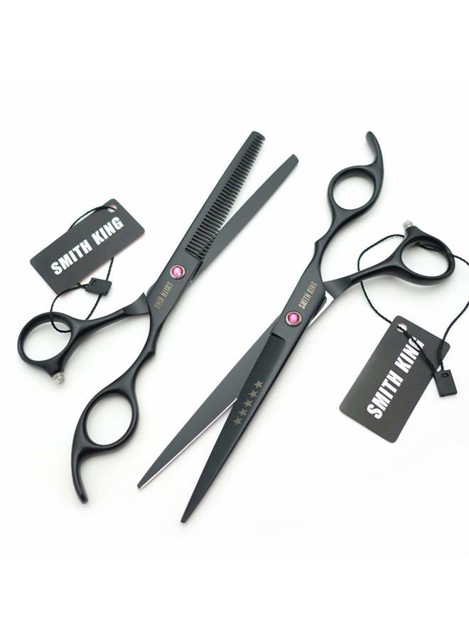Smithking 7.0 Inches Hair Cutting Scissors Set with Combs Lether Scissors Case,Hair cutting shears Hair Thinning shears For Personal and Professional (Black) - Image 3