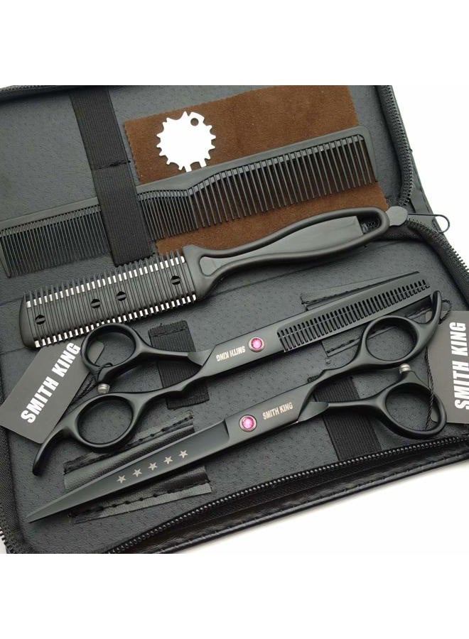 Smithking 7.0 Inches Hair Cutting Scissors Set with Combs Lether Scissors Case,Hair cutting shears Hair Thinning shears For Personal and Professional (Black) - Image 4