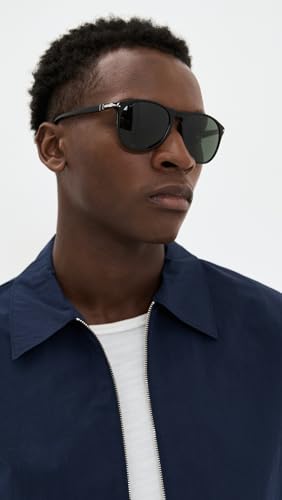 Persol PO9649S Aviator Sunglasses, Black/Green, 55 mm - Image 2
