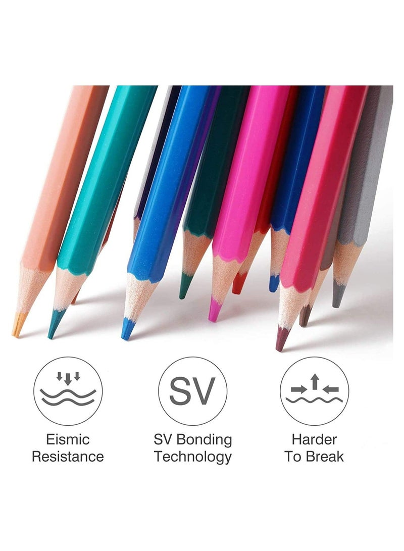 Colored Pencils for Adults and Kids 48 Colors Triangular Colored Wooden Colored Pencils Professional Drawing Colored Pencils Erasable Soft Core Art Drawing Pencils for Coloring Sketching Painting
