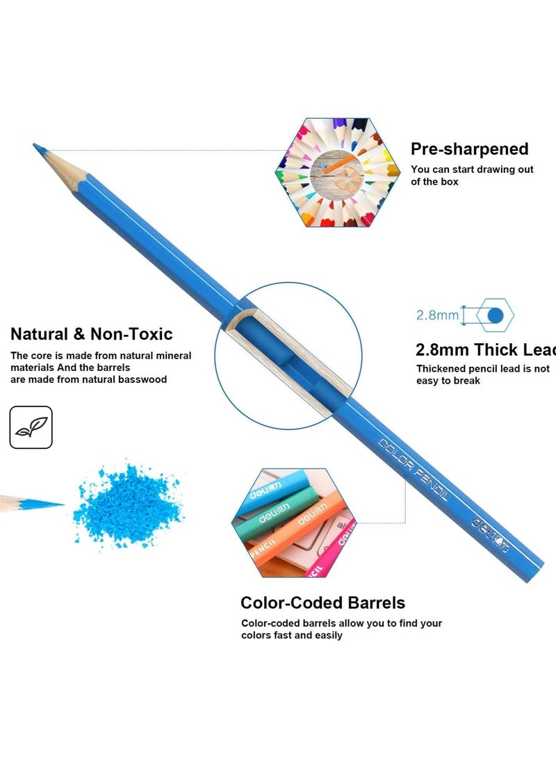 Colored Pencils for Adults and Kids 48 Colors Triangular Colored Wooden Colored Pencils Professional Drawing Colored Pencils Erasable Soft Core Art Drawing Pencils for Coloring Sketching Painting