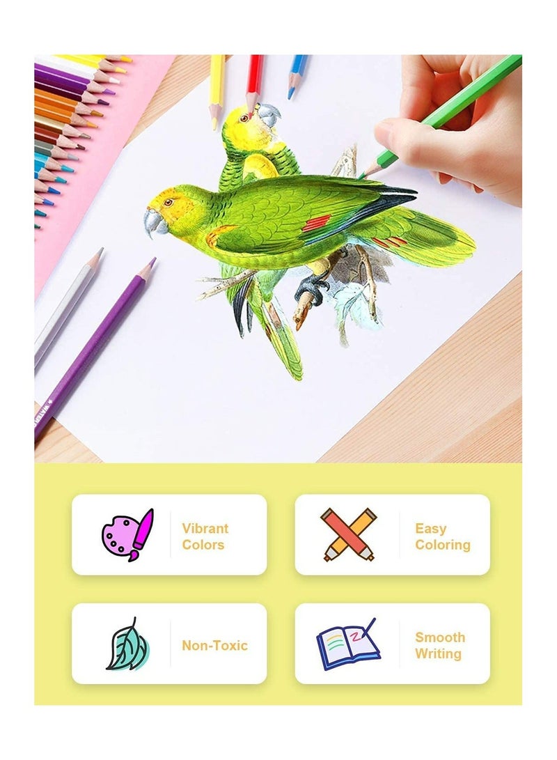 Colored Pencils for Adults and Kids 48 Colors Triangular Colored Wooden Colored Pencils Professional Drawing Colored Pencils Erasable Soft Core Art Drawing Pencils for Coloring Sketching Painting