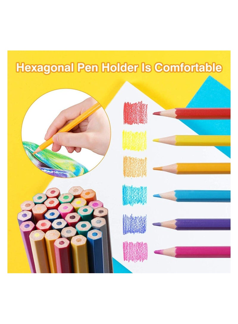 Colored Pencils for Adults and Kids 48 Colors Triangular Colored Wooden Colored Pencils Professional Drawing Colored Pencils Erasable Soft Core Art Drawing Pencils for Coloring Sketching Painting
