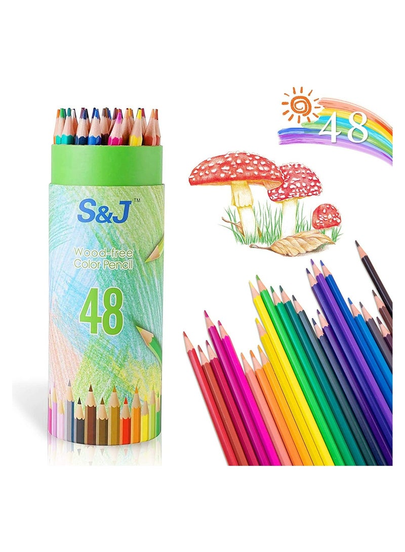 Colored Pencils for Adults and Kids 48 Colors Triangular Colored Wooden Colored Pencils Professional Drawing Colored Pencils Erasable Soft Core Art Drawing Pencils for Coloring Sketching Painting