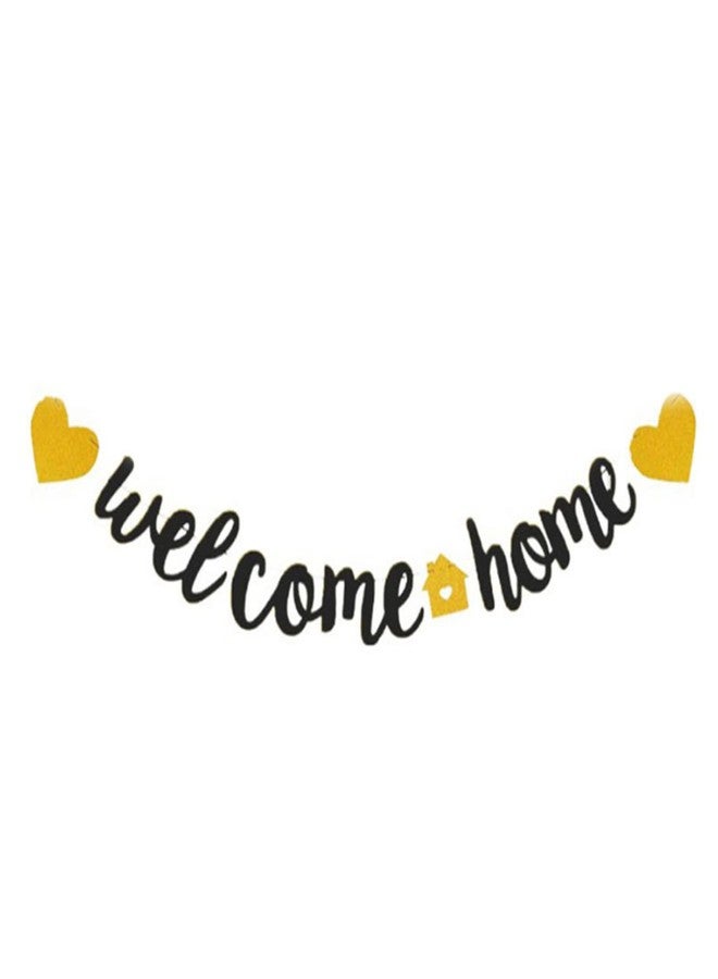 Teniinet Welcome Home Banner with Two Heart and A Vivid Home Sign Flash Party Decorations, Fully Assembled and Ready to Hang, Funny Welcome Party Sign Decors for Family Housewarming - Image 1
