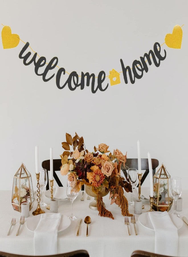 Teniinet Welcome Home Banner with Two Heart and A Vivid Home Sign Flash Party Decorations, Fully Assembled and Ready to Hang, Funny Welcome Party Sign Decors for Family Housewarming - Image 2