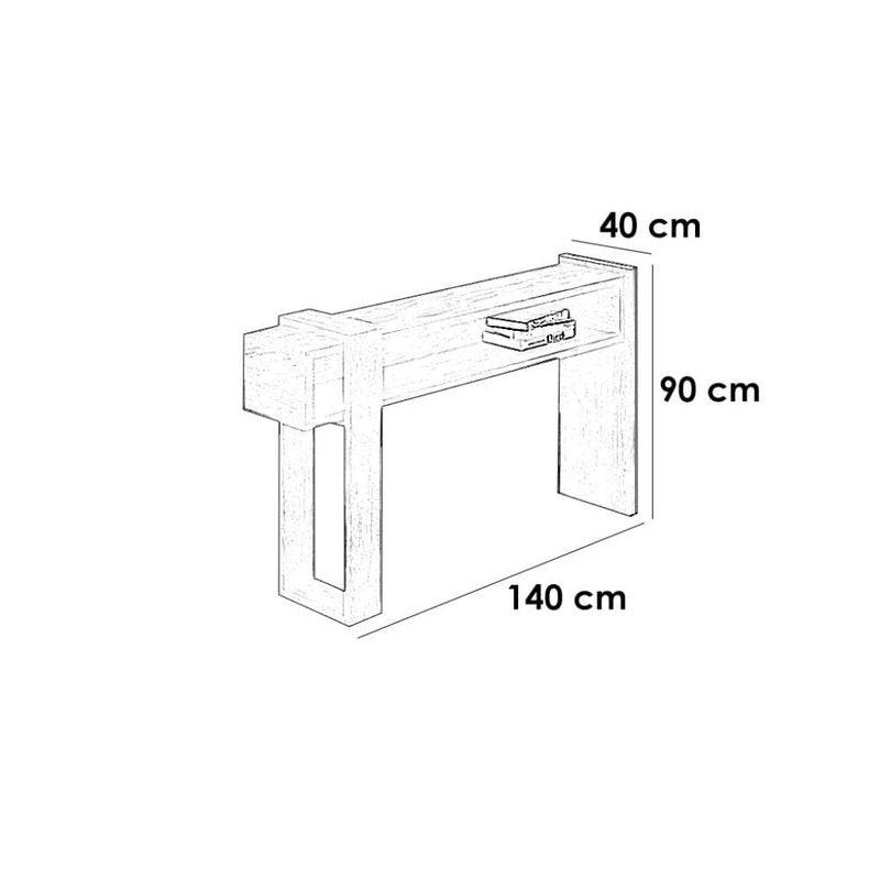 بيتك طاولة مدخل خشب سنديان بني - 140×40×90 سم - Image 2