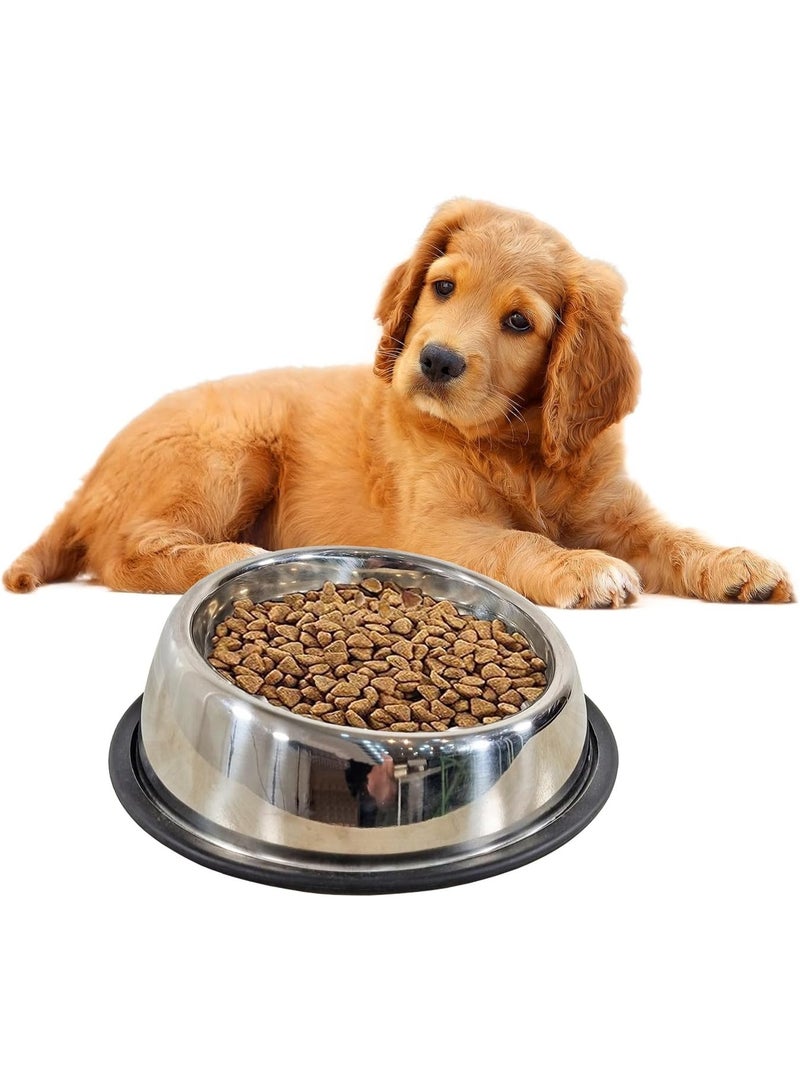 أن ان سي بيتس وعاء طعام للكلاب مع وعاء ناعم من الفولاذ المقاوم للصدأ وشريط لاصق غير قابل للانزلاق، وعاء متين للحيوانات الأليفة للسلالات متوسطة الحجم، مناسب للتغذية والري، سهل التنظيف 22 سم (فضي) - Image 1