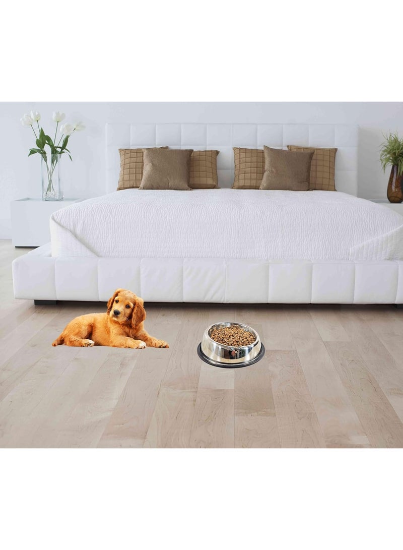 أن ان سي بيتس وعاء طعام للكلاب مع وعاء ناعم من الفولاذ المقاوم للصدأ وشريط لاصق غير قابل للانزلاق، وعاء متين للحيوانات الأليفة للسلالات متوسطة الحجم، مناسب للتغذية والري، سهل التنظيف 22 سم (فضي) - Image 3