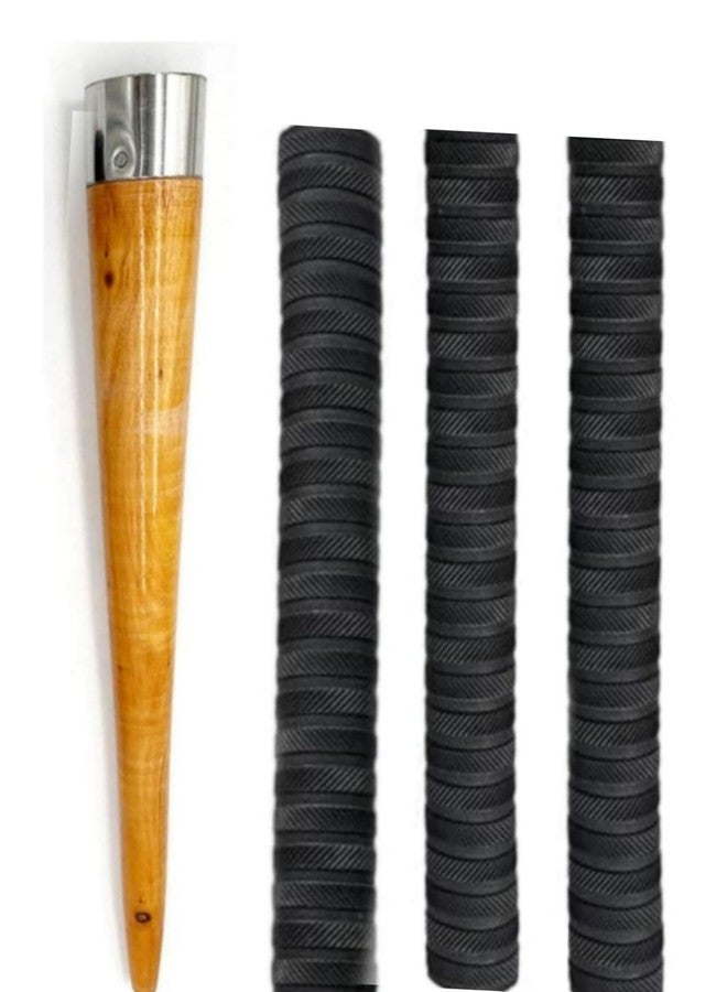 Set of (4) 3 Cricket bat Grip and 1 wodden Grip Cone Gripper (Black)